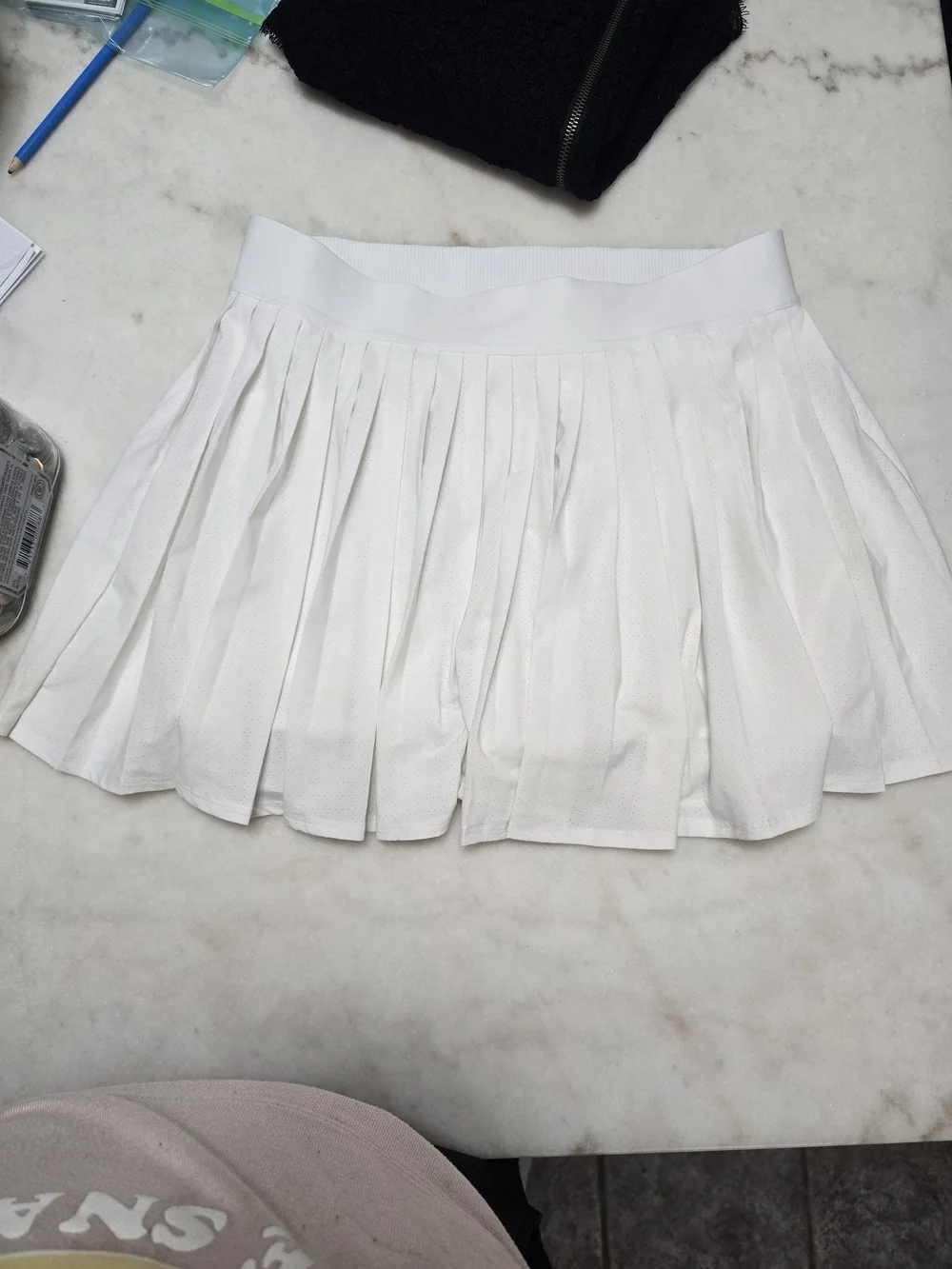 Athleta White Pleated Mini Skirt